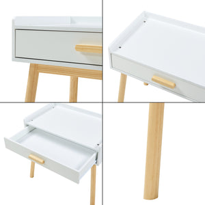 Kindertafel met kinderstoel Skjervøy naturel en wit [en.casa]