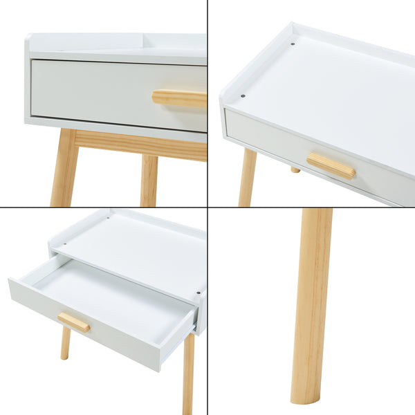Kindertafel met kinderstoel Skjervøy naturel en wit [en.casa]