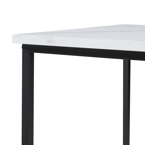 Bijzettafel Trollhättan set van 3 zwart en marmer wit [en.casa]