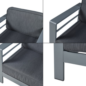 Tuinset Avise 3-delig tuintafel met 2 fauteuils antraciet en donkergrijs casa.pro