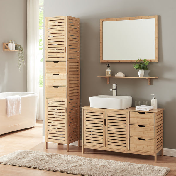 Wastafelonderkast Boksereys bamboe naturel 60x100x35 cm [en.casa]