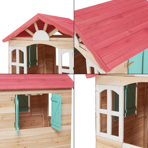 Speelhuis Lulä houten kinderhuisje voor buiten naturel rood wit groen casa.pro