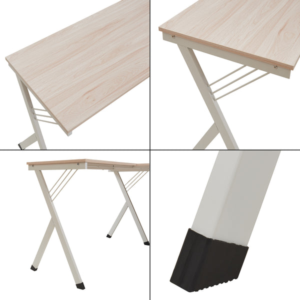 Bureau Tarielarg L-vorm met pc-standaard 158x120x75 cm wit en eikenkleurig [en.casa]