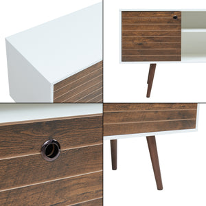 Tv-meubel Vare 165x40x66 cm wit en walnootkleurig [en.casa]