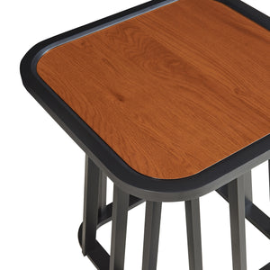 Bijzettafel Burgess 51x51x51 cm zwart en walnootkleurig [en.casa]