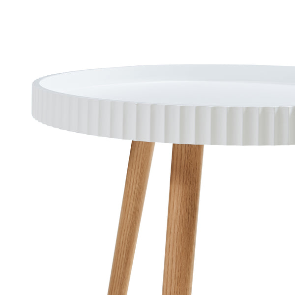 Bijzettafel Bongard rond 45xØ50 cm wit en naturel [en.casa]