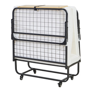 Opklapbed Lustendi 90x200 cm met matras zwart eiken en wit [en.casa]