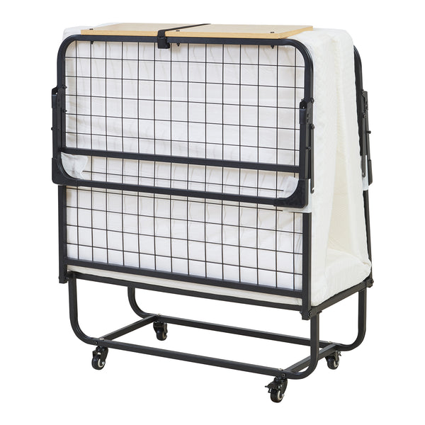 Opklapbed Lustendi 90x200 cm met matras zwart eiken en wit [en.casa]