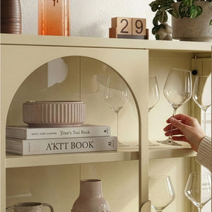 Dressoir Klippestad vitrinekast 95x80x35 cm camel [en.casa]