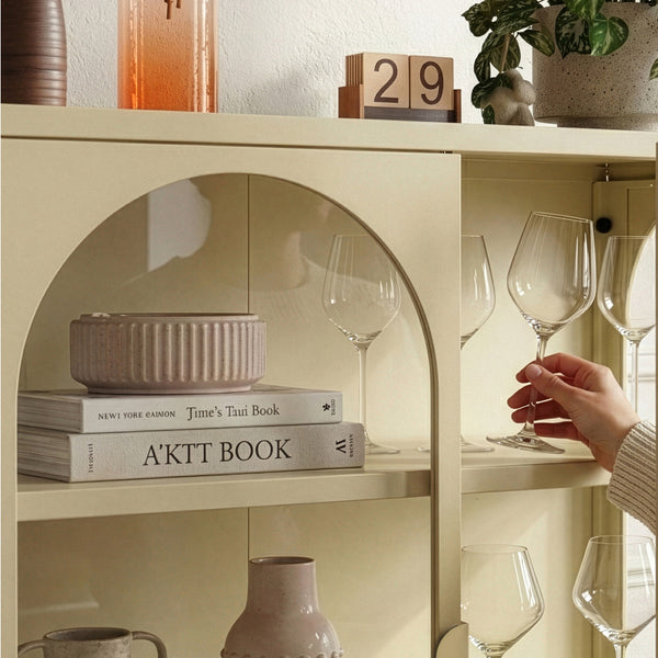 Dressoir Klippestad vitrinekast 95x80x35 cm camel [en.casa]