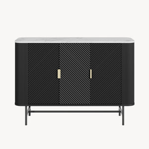 Dressoir Olvehok 110x40x77 cm marmerlook wit en zwart [en.casa] 