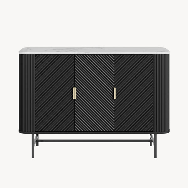 Dressoir Olvehok 110x40x77 cm marmerlook wit en zwart [en.casa] 