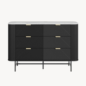 Ladekast Olvehok met 6 lades 81x120x40 cm marmerlook wit en zwart [en.casa] 