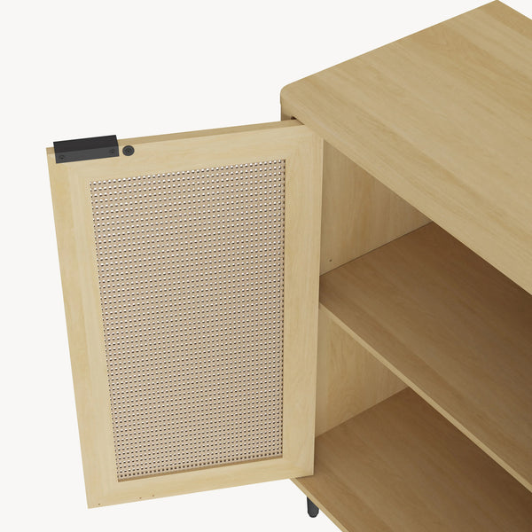 Commode Lukhomso 83x80x40 cm eikenkleurig en zwart [en.casa]