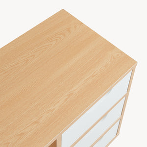 Nachtkastje Bordkak 55x48x30 cm eikenkleurig en wit [en.casa]