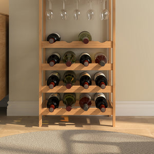 Wijnrek Fillby met glashouder bamboe 80x30x85 cm naturel [en.casa] 