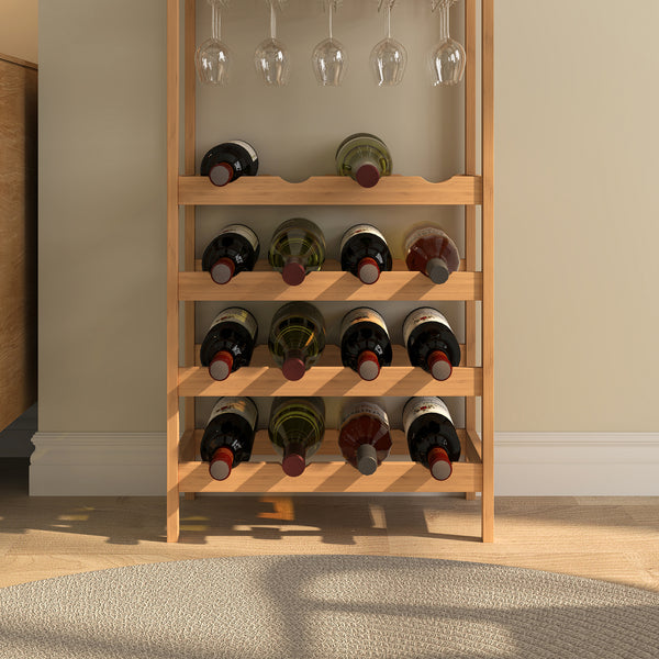 Wijnrek Fillby met glashouder bamboe 80x30x85 cm naturel [en.casa] 