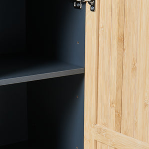 Badkamerkast Svanes 90x30x30 cm Donkergrijs/Natuur [en.casa]