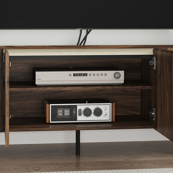 Tv-kast Trorlon 160x40x55 cm Notenhoutlook/Travertijn [en.casa]