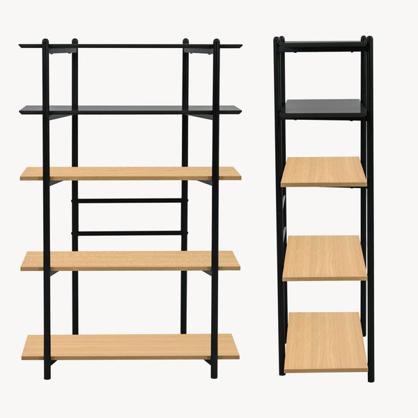 Boekenkast Kappespoo 124x80x35 cm Zwart/Eikenlook [en.casa]
