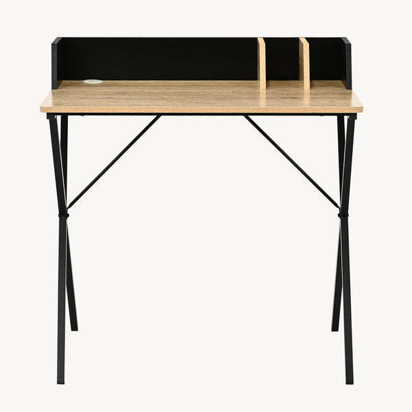 Bureau Kappespoo 84x80x50 cm Zwart/Eikenlook [en.casa]