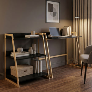 Stellingkast Kuomi 84x53x47 cm Beige/Donkergrijs [en.casa]