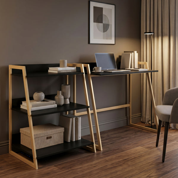 Stellingkast Kuomi 84x53x47 cm Beige/Donkergrijs [en.casa]