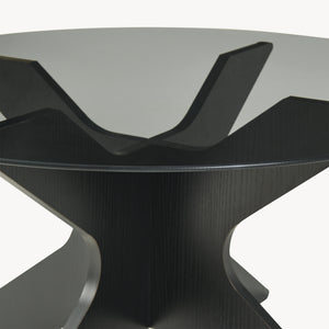 Salontafel Imi met glazen blad Ø70x35 cm Zwart/Grijs [en.casa]