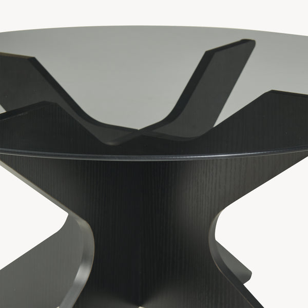 Salontafel Imi met glazen blad Ø70x35 cm Zwart/Grijs [en.casa]