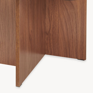 Salontafel Benexjö met glazen blad 70x70x36 cm walnootlook/grijs [en.casa]