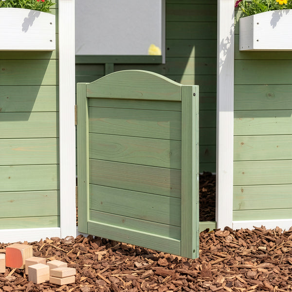 Kinderspeelhuis Kuoldsvin Dennenhout 144x102x90 cm Groen/Wit [en.casa]