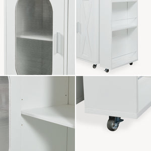 Rijdbaar keukeniland met draaibaar werkblad Kudebola 115x40x94 cm eikenlook/wit [en.casa]