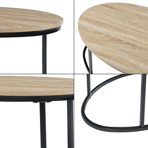 Salontafel Niederlande ovaal set van 2 zwart en eikenkleurig [en.casa]