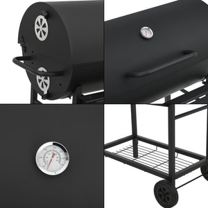 Houtskool BBQ Armento met deksel 95x108x61 cm zwart casa.pro