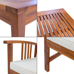 Tuinset Brissogne 4-delig houtkleurig en beige FSC®-gecertificeerd [en.casa]