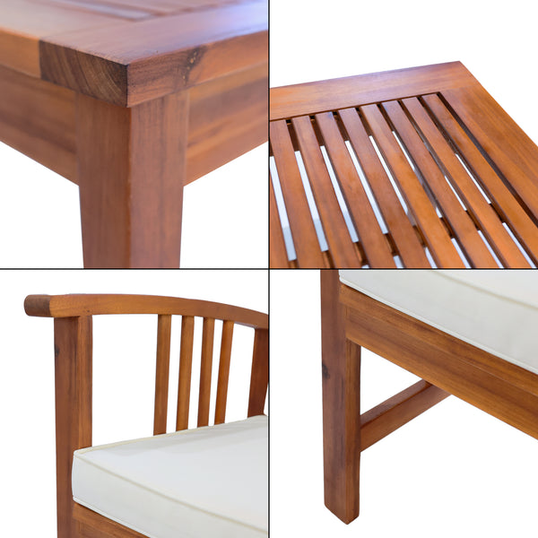 Tuinset Brissogne 4-delig houtkleurig en beige FSC®-gecertificeerd [en.casa]