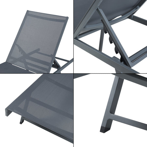 Ligbed Baragiano met tuintafel 2-delig set antraciet en donkergrijs casa.pro