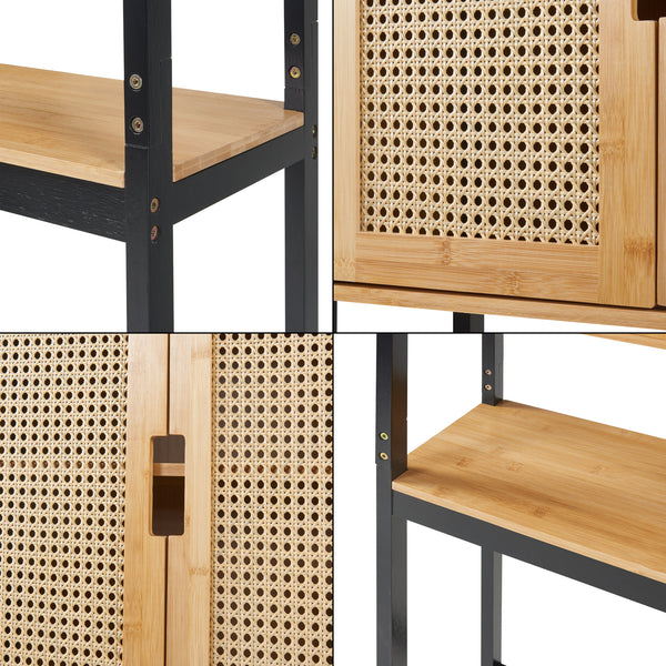 Toilet ombouwkast Tervola 172x63x27 cm zwart en naturel [en.casa]