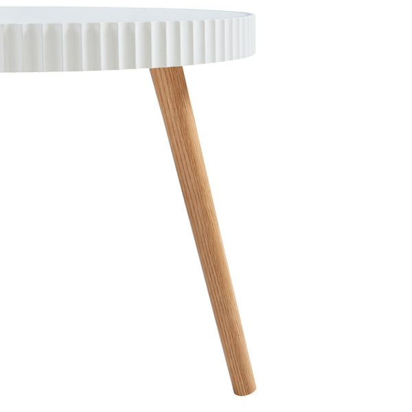 Bijzettafel Bongard rond 45xØ50 cm wit en naturel [en.casa]