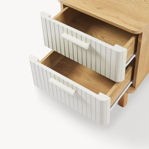Nachtkastje Ferrersp 50x40x40 cm eikenkleurig havermout en naturel [en.casa]