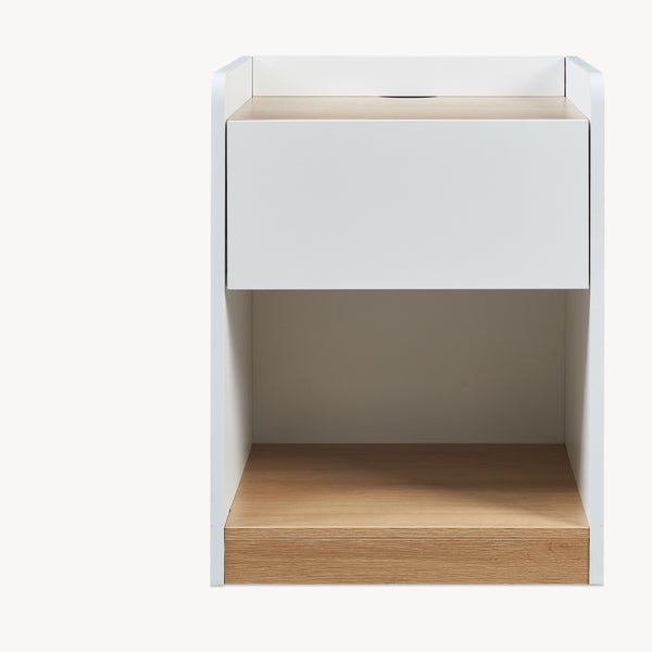 Nachtkastje Kuorshare 55x42x37 cm wit en eikenkleurig [en.casa]