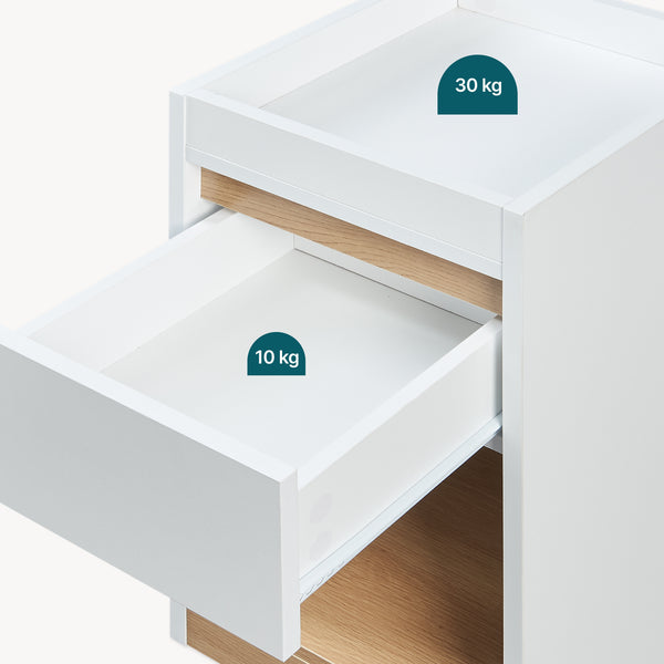 Nachtkastje Lure 55x30x35 cm wit en eikenkleurig [en.casa]