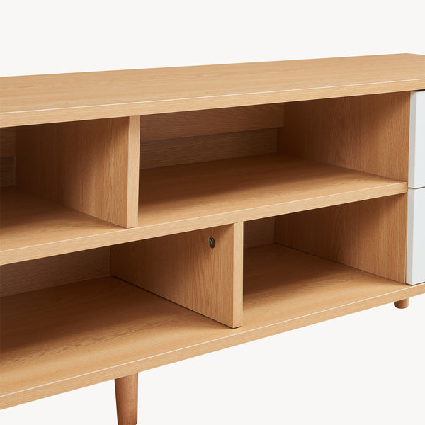 Tv-meubel Bordkak 140x30x45 cm eikenkleurig en wit [en.casa]