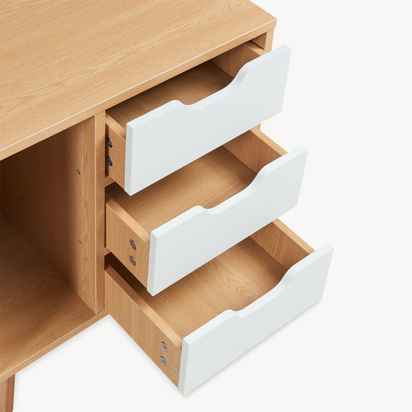 Nachtkastje Bordkak 55x48x30 cm eikenkleurig en wit [en.casa]