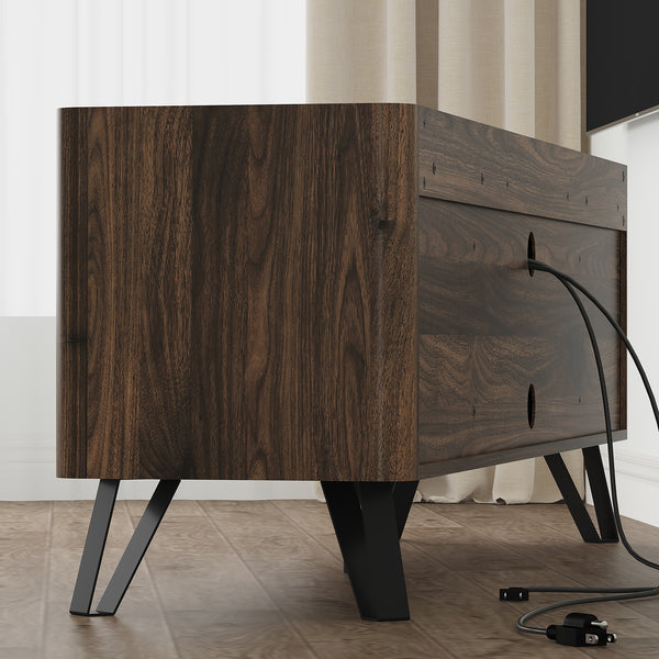 Tv-kast Trorlon 160x40x55 cm Notenhoutlook/Travertijn [en.casa]