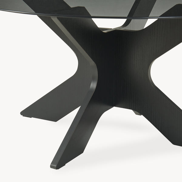 Salontafel Imi met glazen blad Ø70x35 cm Zwart/Grijs [en.casa]