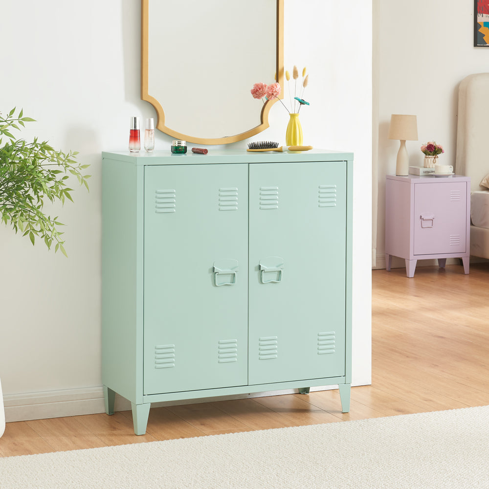 Kantoorkast Oripää metaal 90x80x33 cm pastel groen [en.casa]