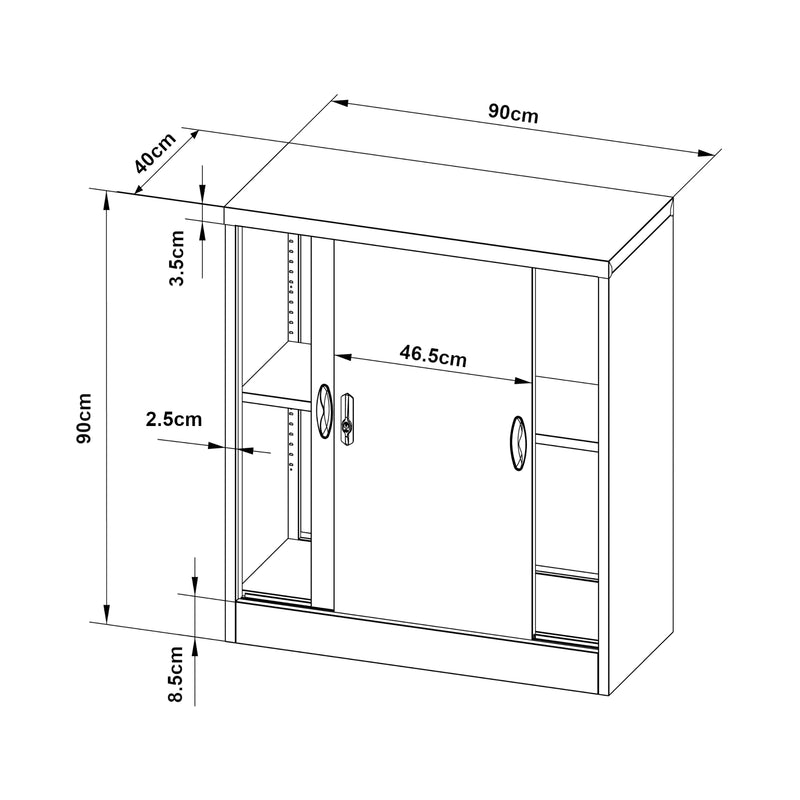 Maatschets [en.casa] Lockerkast Rieti bureaukast 90x40x90 cm - 2 varianten