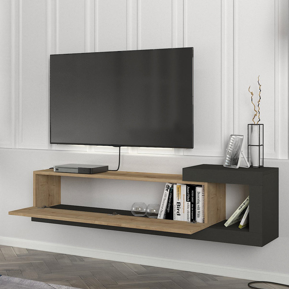 Fernsehschrank Luhanka 150x29,5x38,5cm eik in verschillende kleuren [en.casa] - premiumXL