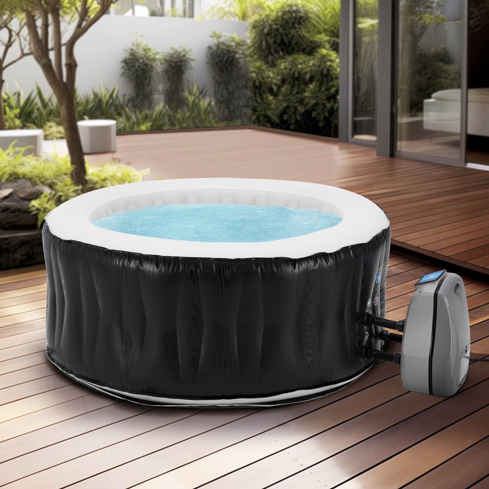 Opblaasbaar bubbelbad Carbone voor 3 personen Ø165x70 cm zwart en wit pro.tec